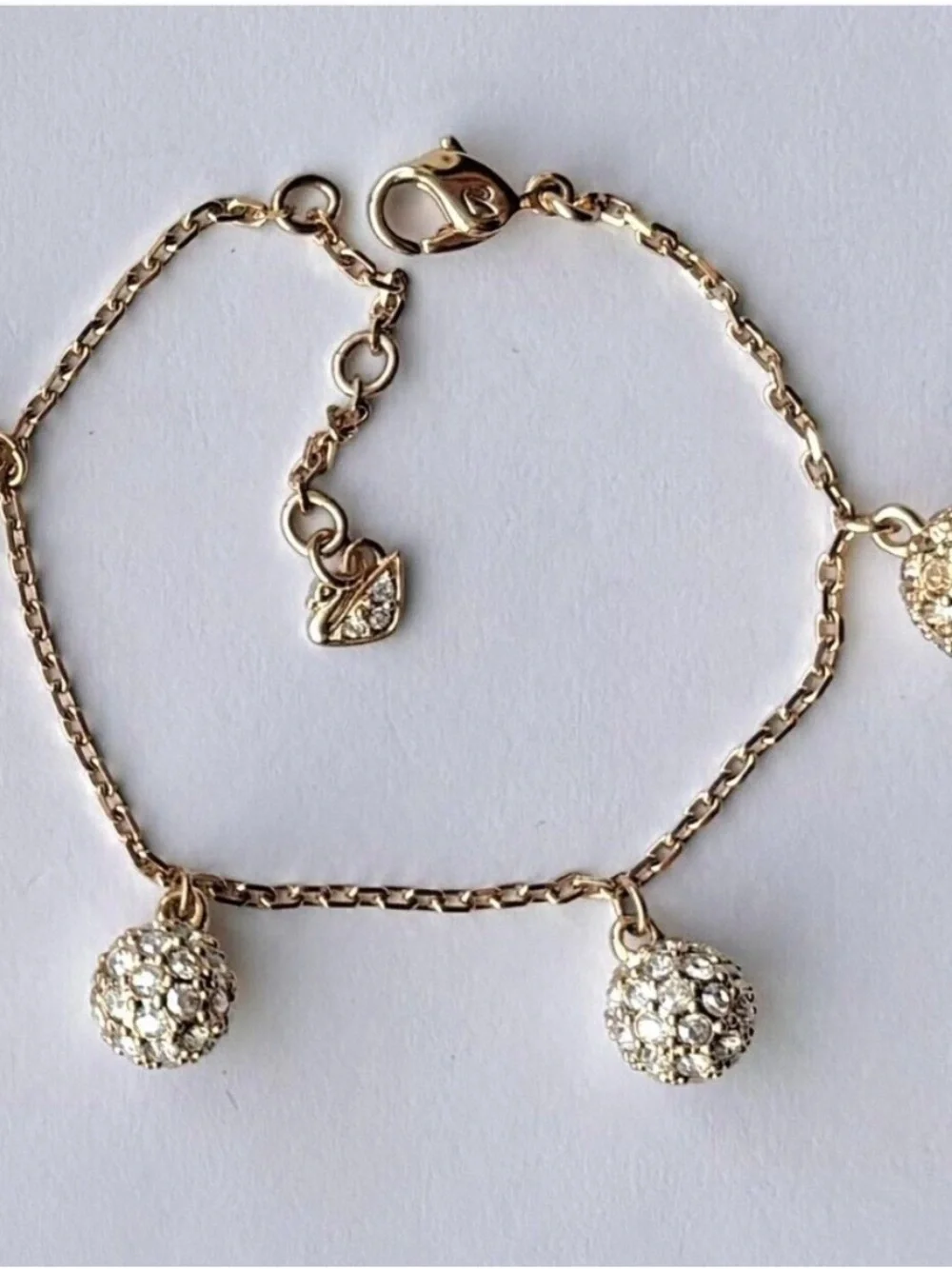 Swarovski Gold Plated Bracelet with Crystal Pavé Sphere Charms